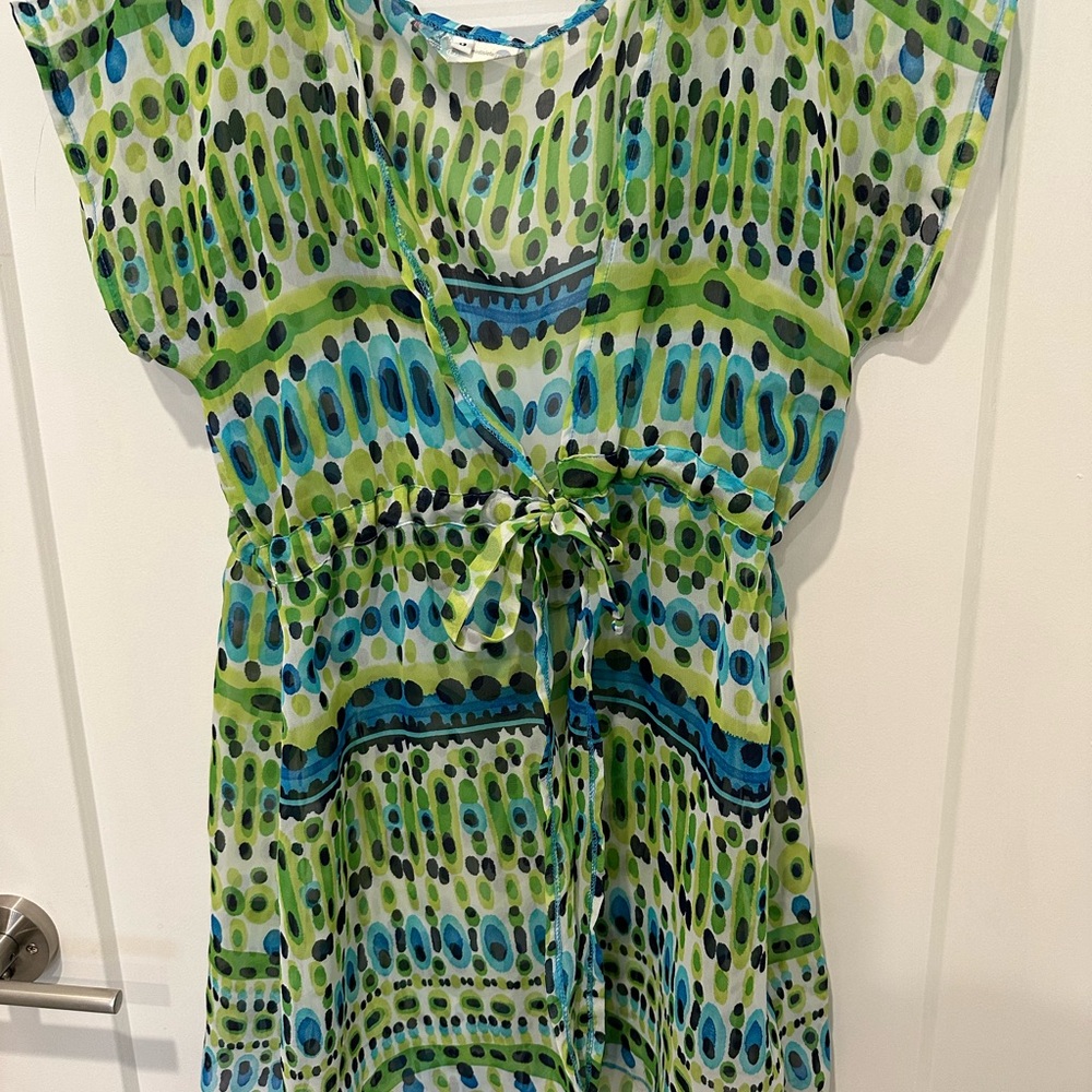 Anthropologie Green and Blue Swim Coverup